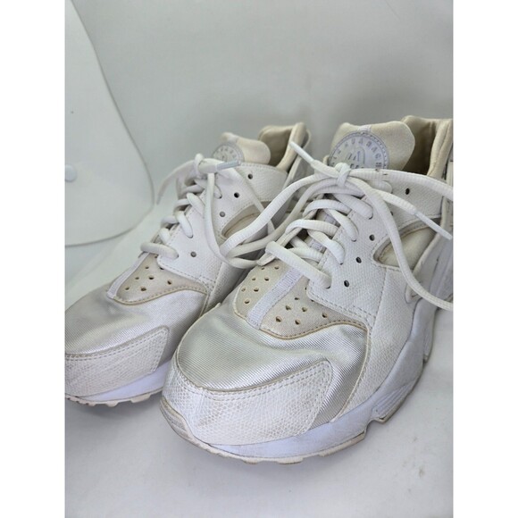 Nike Air Huarache Run Shoes Women's 8.5 Triple White Athletic Running Sneakers - Picture 4 of 8